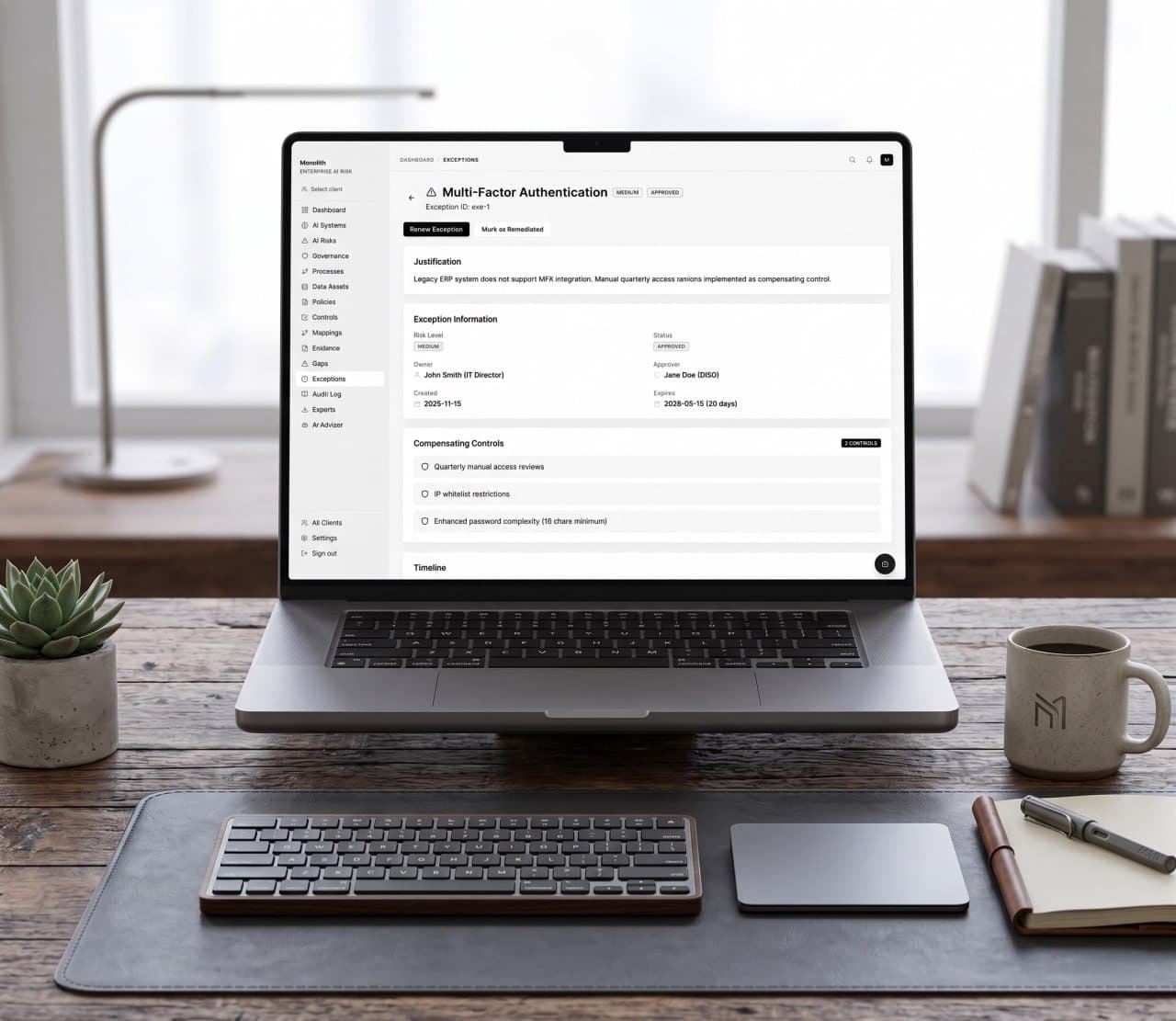 Govscape Risk Ledger dashboard on iMac